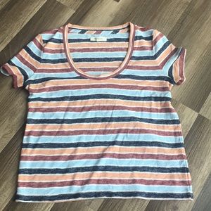 Madewell XXS blue orange red striped Tshirt top